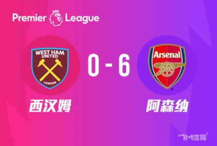 英超:阿森纳6-0西汉姆,萨卡双响赖斯2传1射